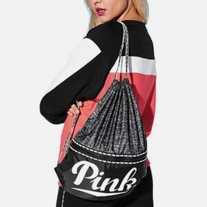Victoria's Secret Pink Drawstring Bag - Black and Gray